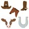CookieCutter.com 5 Piece Rodeo Cookie Cutter Set Cowboy Boot, Horse Shoe, Horse Head, Steer Head, Metal Shapes Made in USA, Silver
